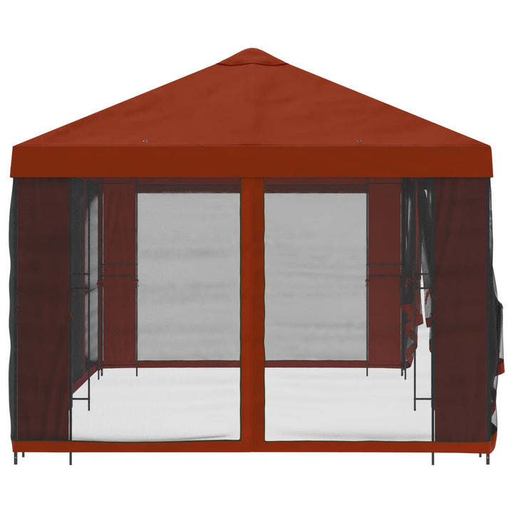 Pavillon med sidetapper 6 x 3 m Terrakotta Polyester og Stål