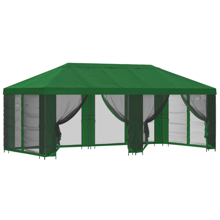 Pavillon med sidetapper 6 x 3 m Grøn Polyester og Stål 190