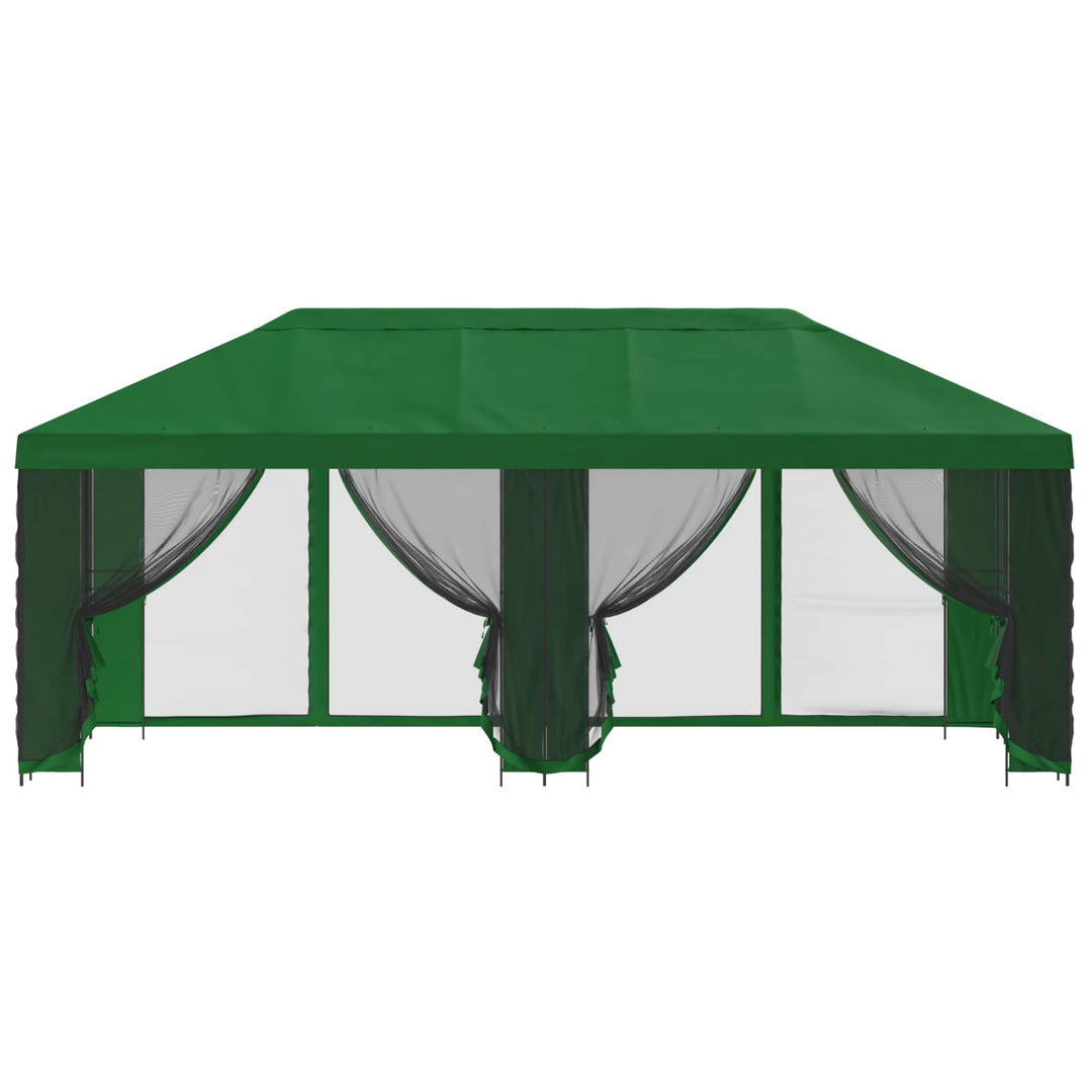 Pavillon med sidetapper 6 x 3 m Grøn Polyester og Stål 190