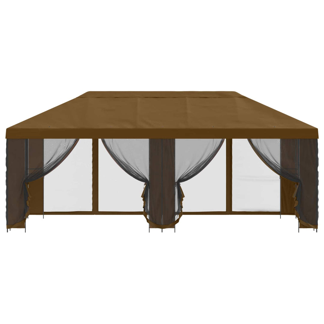Pavillon med sidetapper 6 x 3 m Gråbrun Polyester og Stål 190