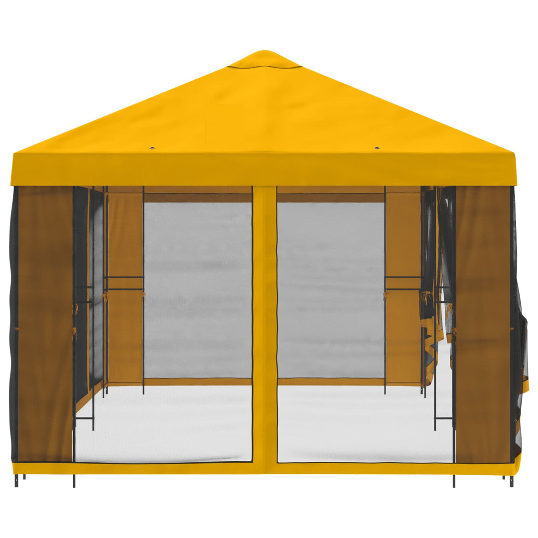 Pavillon med sidetapper 6 x 3 m Gul Polyester og Stål 190