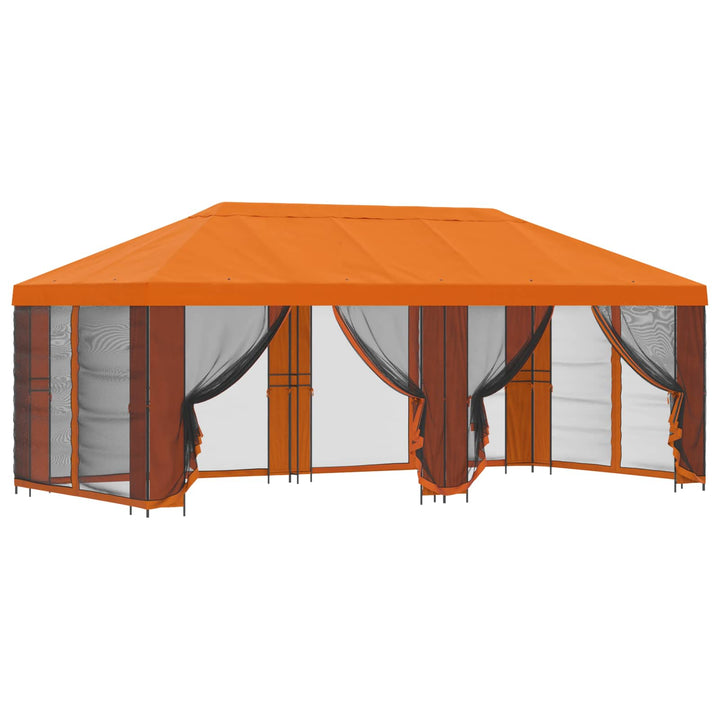 Pavillon med sidetapper 6 x 3 m Orange Polyester og Stål 190