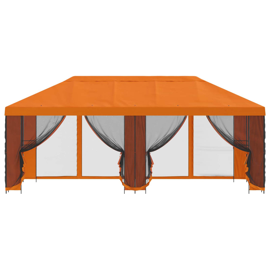 Pavillon med sidetapper 6 x 3 m Orange Polyester og Stål 190