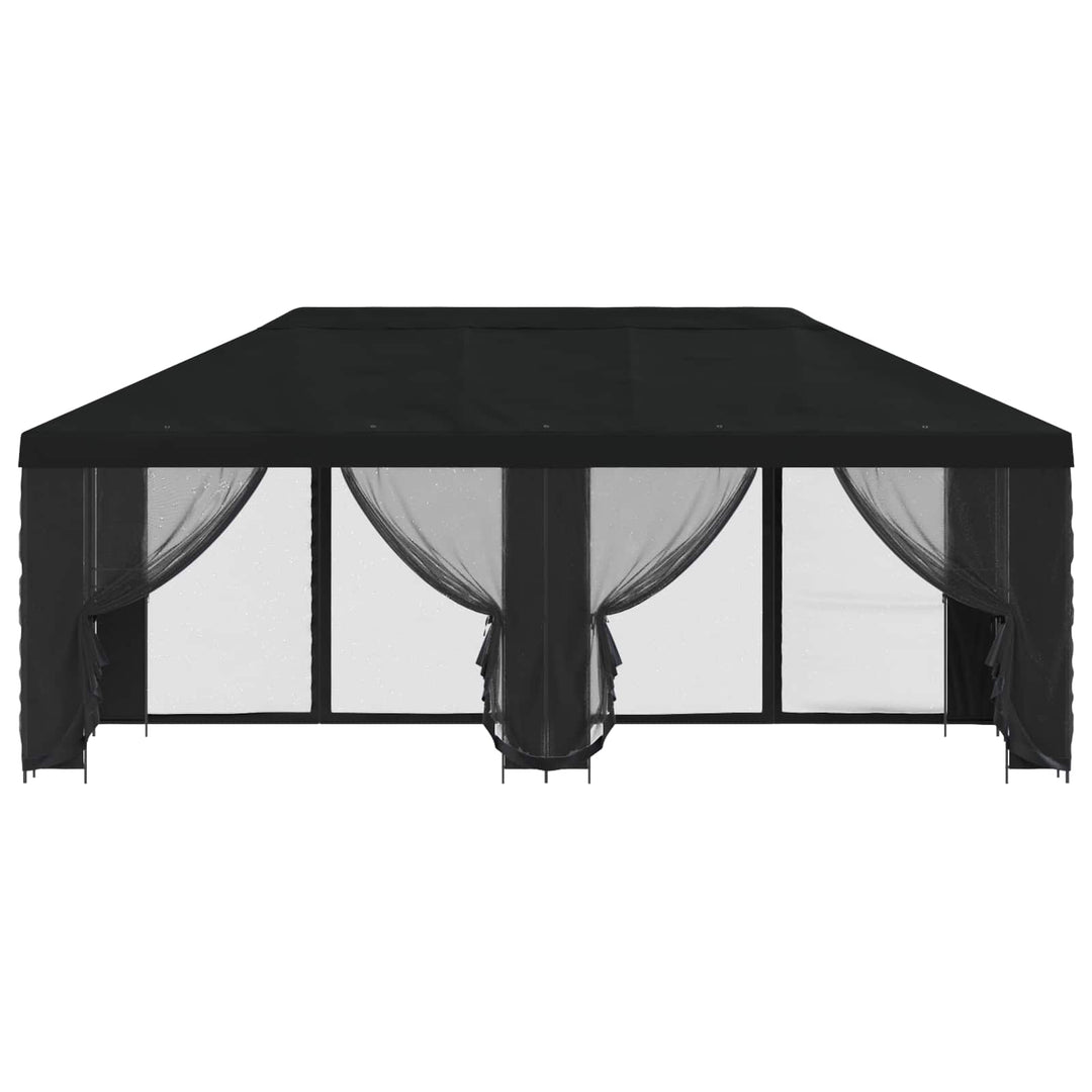 Pavillon med sidetapper 6 x 3 m Sort Polyester og Stål 190