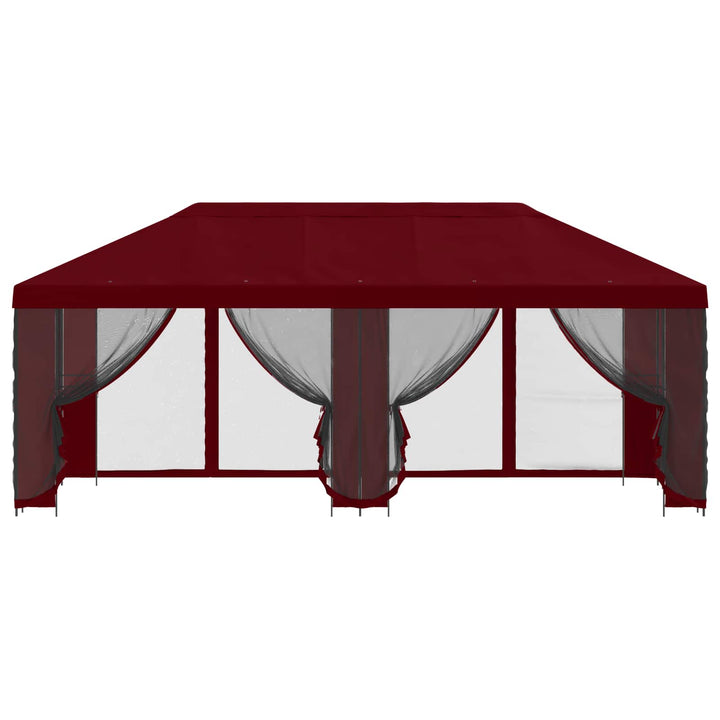 Pavillon med sidetapper 6 x 3 m Bordeaux Polyester og Stål 190
