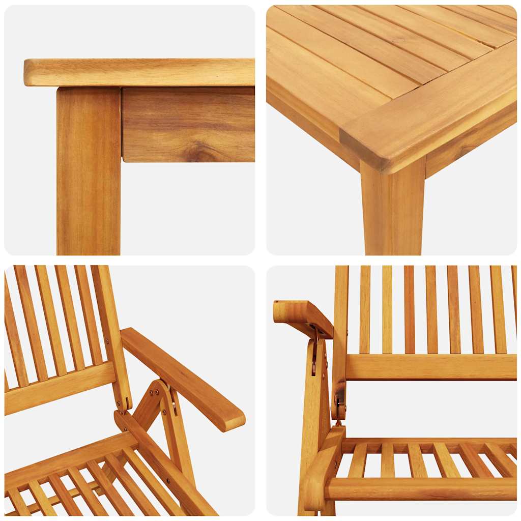 Have Spisebordssæt Foldbar 5 pcs Brun Massivt Akacietræ