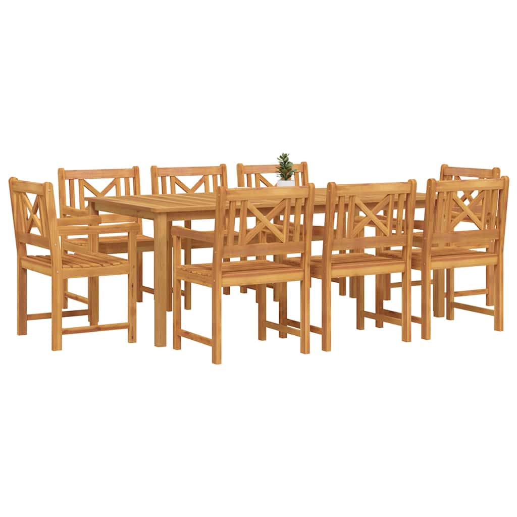 Have Spisebordssæt 9 pcs Brun Massivt Akacietræ