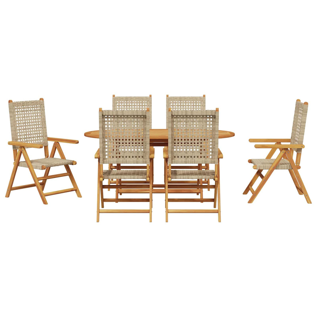 Have Spisebordssæt 7 pcs Beige Massivt Akacietræ