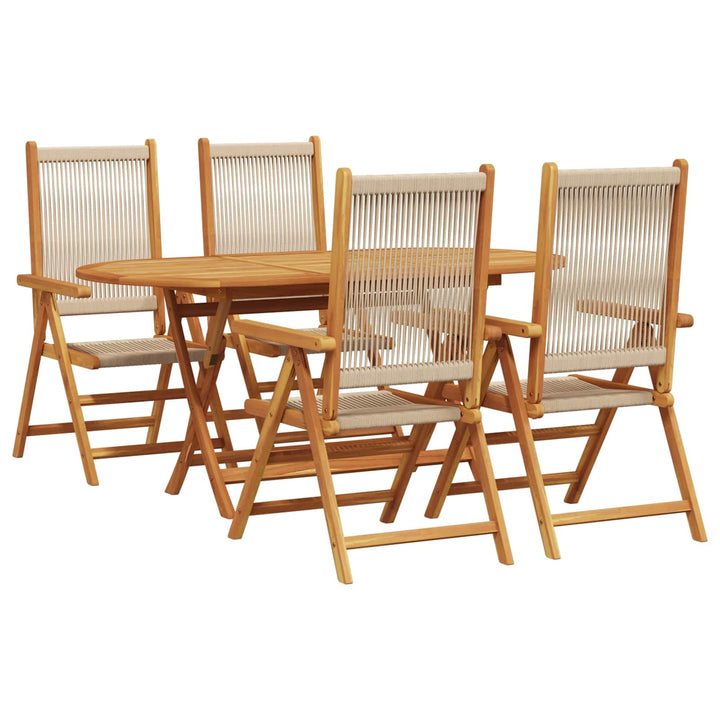 Have Spisebordssæt 5 pcs Beige Massivt Akacietræ