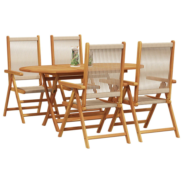 Have Spisebordssæt 5 pcs Beige Massivt Akacietræ