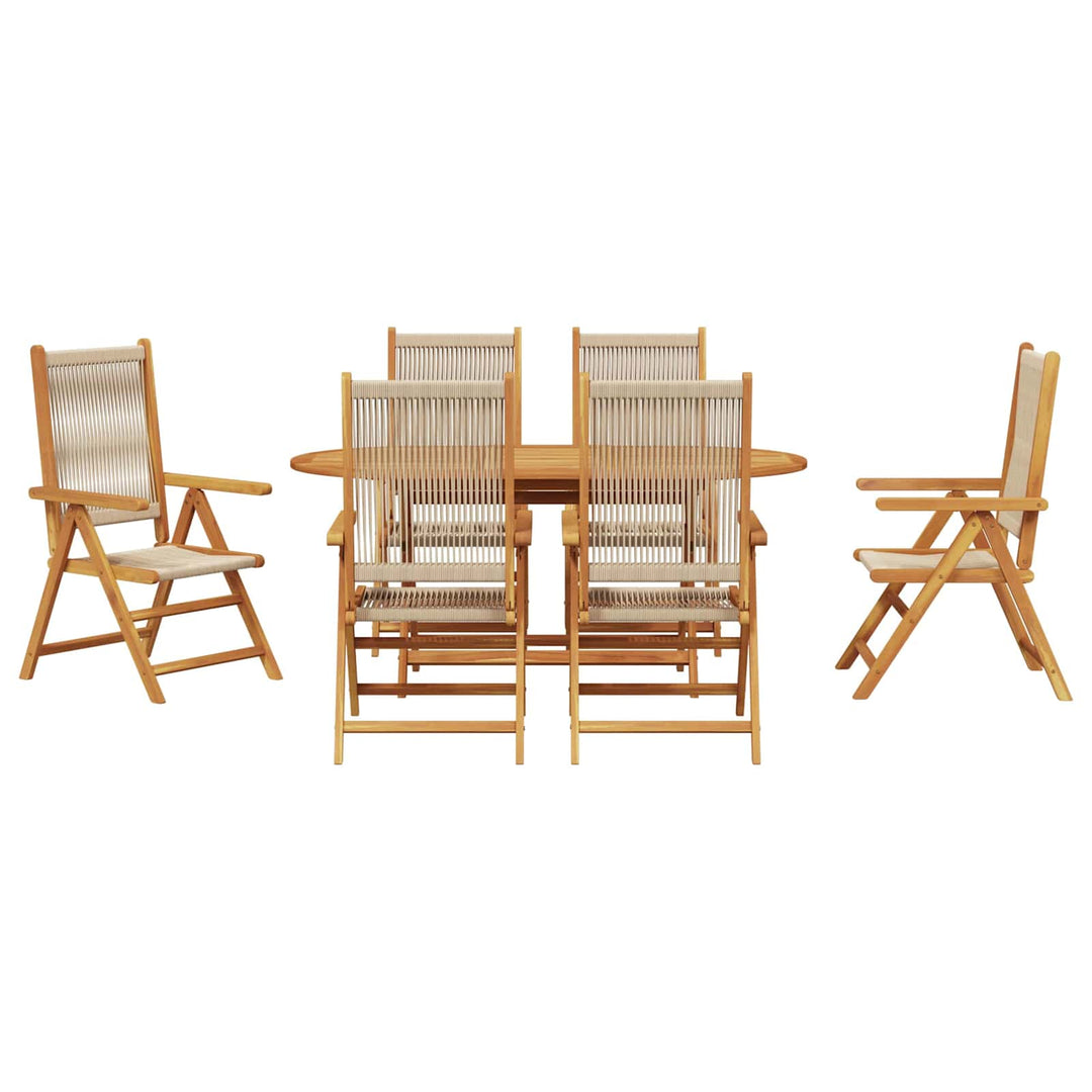 Have Spisebordssæt 7 pcs Beige Massivt Akacietræ