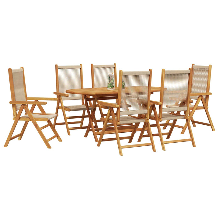 Have Spisebordssæt 7 pcs Beige Massivt Akacietræ