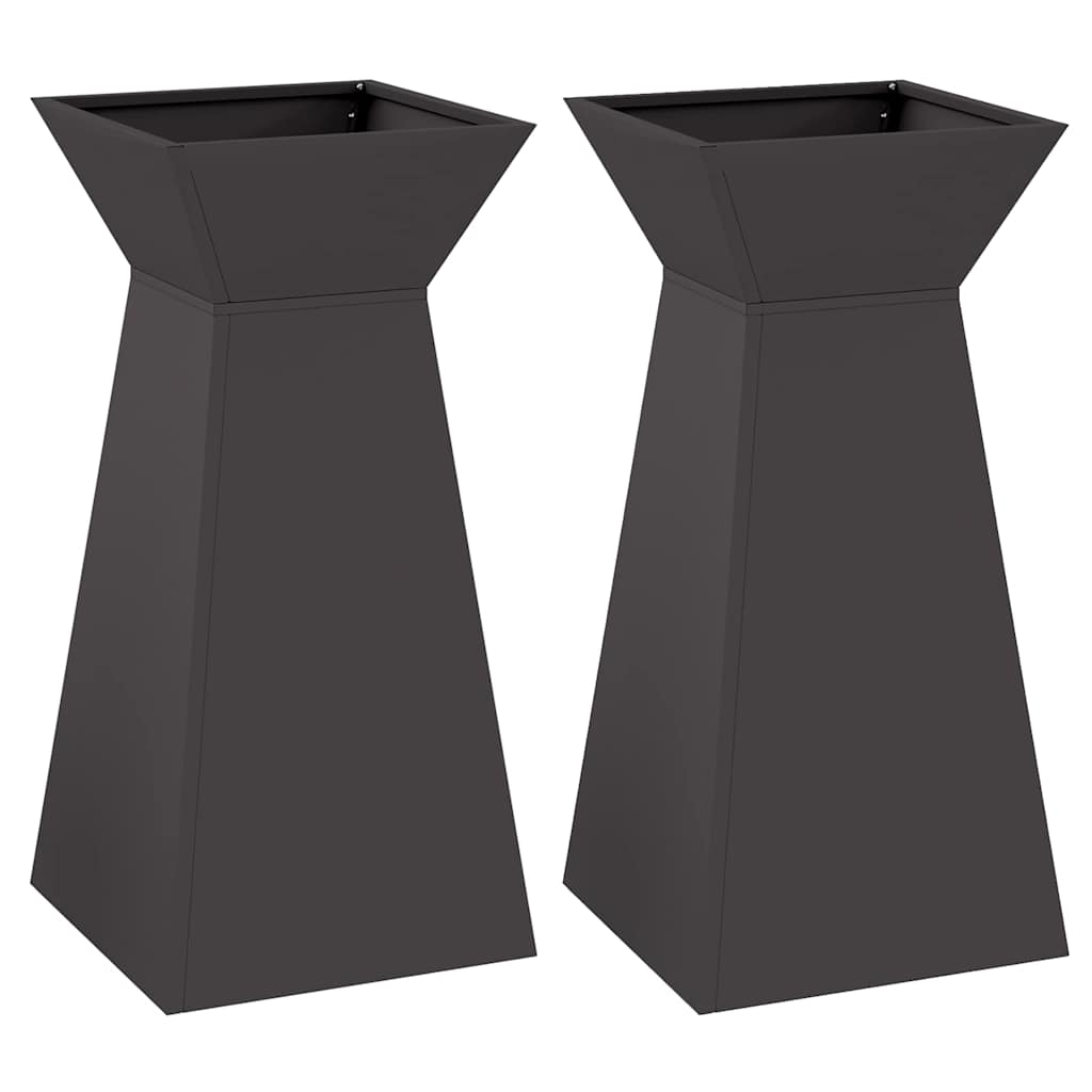 Søjle Plantekasse 2 stk. Sort 35 x 35 x 73 cm