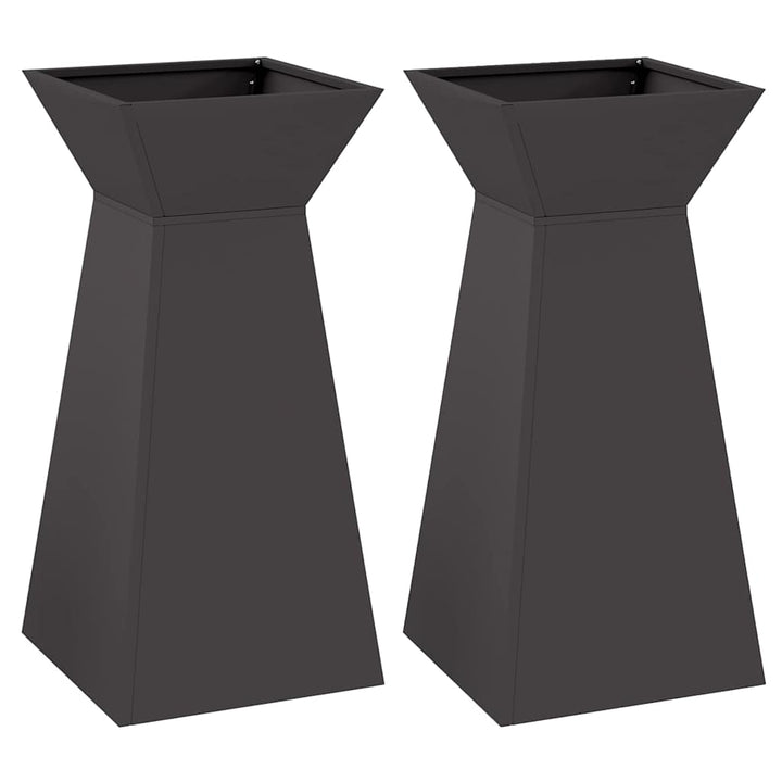 Søjle Plantekasse 2 stk. Sort 35 x 35 x 73 cm