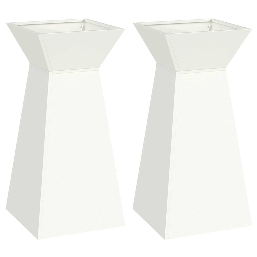 Søjle Plantekasse 2 stk. Hvid 35 x 35 x 73 cm