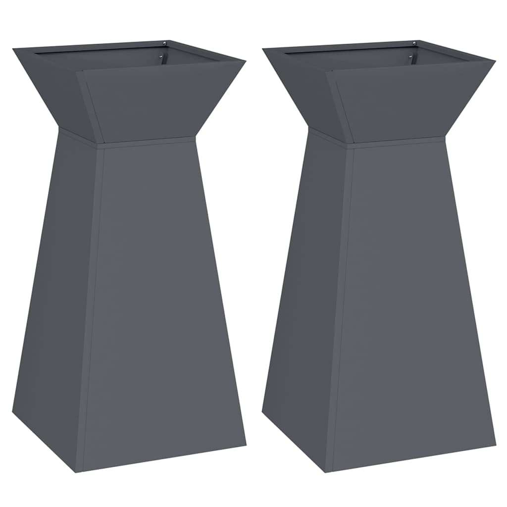 Søjle Plantekasse 2 stk. Antracit 35 x 35 x 73 cm
