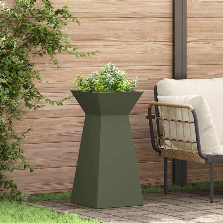 Søjle Plantekasse 2 pcs Olivengrøn 35 x 35 x 73 cm