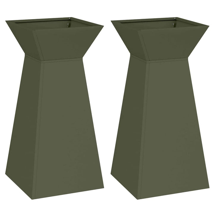 Søjle Plantekasse 2 pcs Olivengrøn 35 x 35 x 73 cm