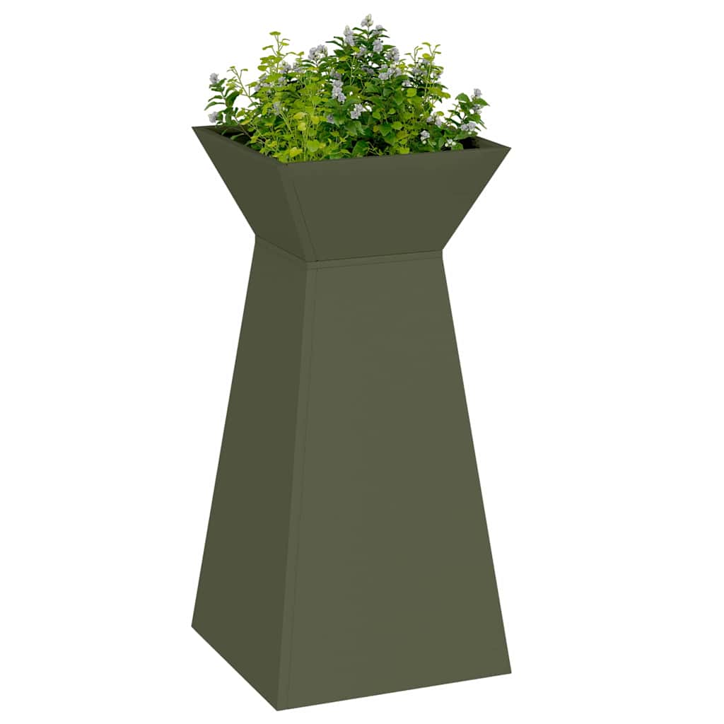 Søjle Plantekasse 2 pcs Olivengrøn 35 x 35 x 73 cm