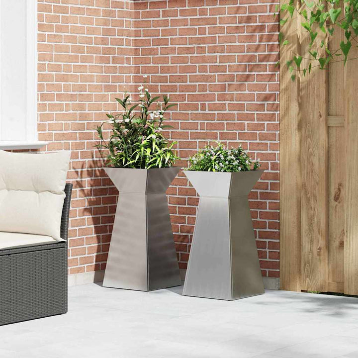 Søjle Plantekasse 2 pcs Sølv 35 x 35 x 73 cm