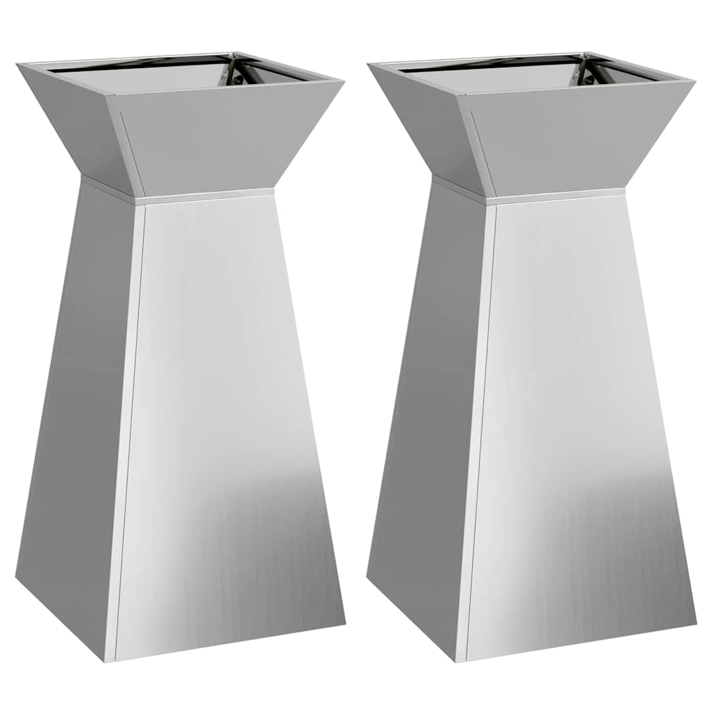 Søjle Plantekasse 2 pcs Sølv 35 x 35 x 73 cm
