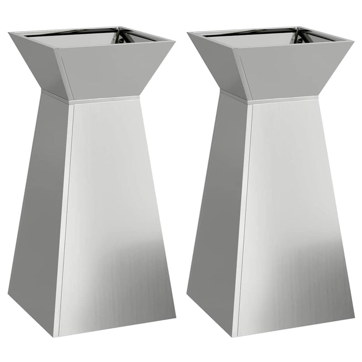 Søjle Plantekasse 2 pcs Sølv 35 x 35 x 73 cm