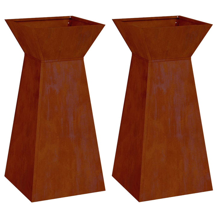 Søjle Plantekasse 2 stk. Rusten 35 x 35 x 73 cm