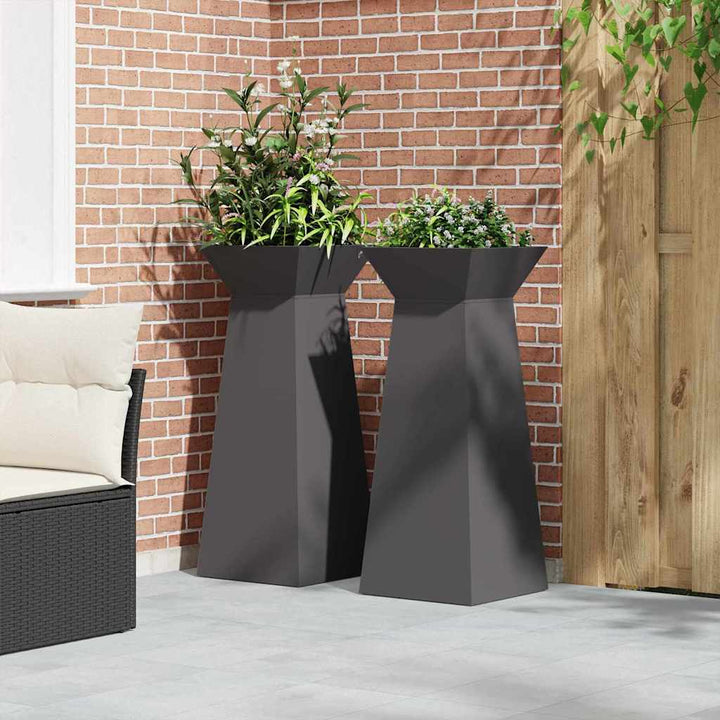Søjle Plantekasse 2 pcs Sort 40 x 40 x 100 cm