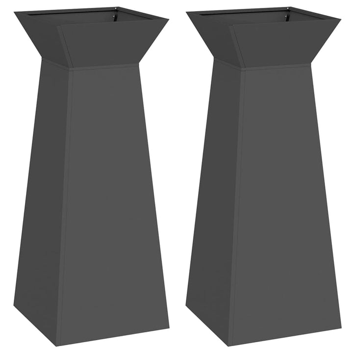 Søjle Plantekasse 2 pcs Sort 40 x 40 x 100 cm