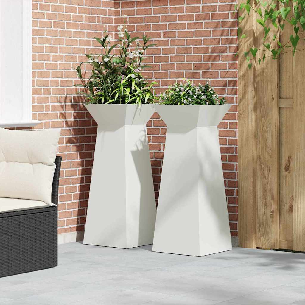 Søjle Plantekasse 2 pcs Hvid 40 x 40 x 100 cm