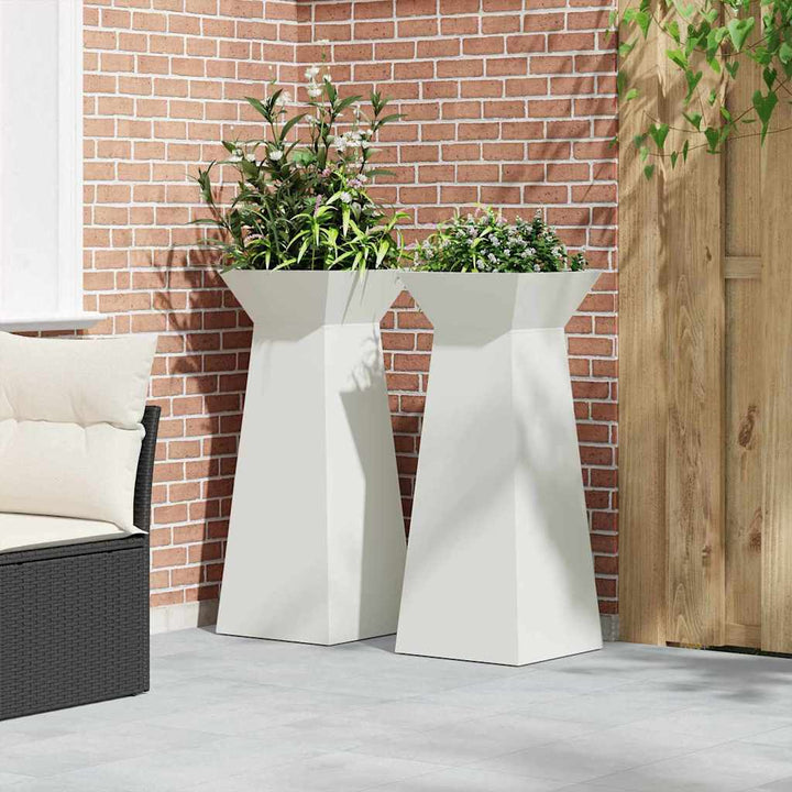 Søjle Plantekasse 2 pcs Hvid 40 x 40 x 100 cm