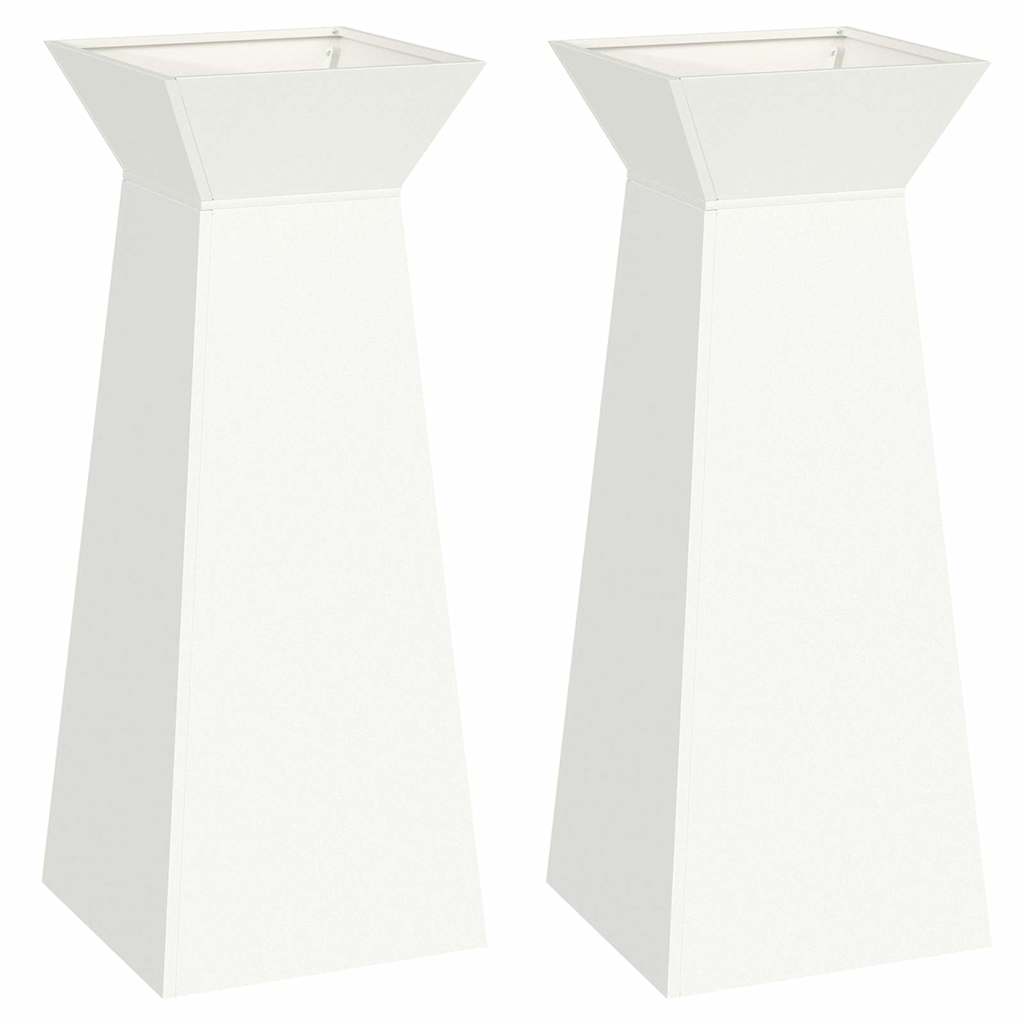 Søjle Plantekasse 2 pcs Hvid 40 x 40 x 100 cm