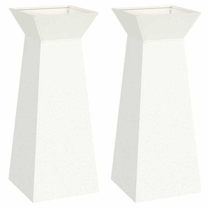 Søjle Plantekasse 2 pcs Hvid 40 x 40 x 100 cm