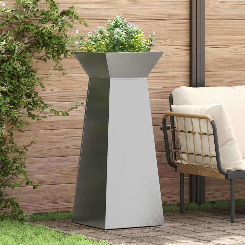 Søjle Plantekasse 2 pcs Sølv 40 x 40 x 100 cm