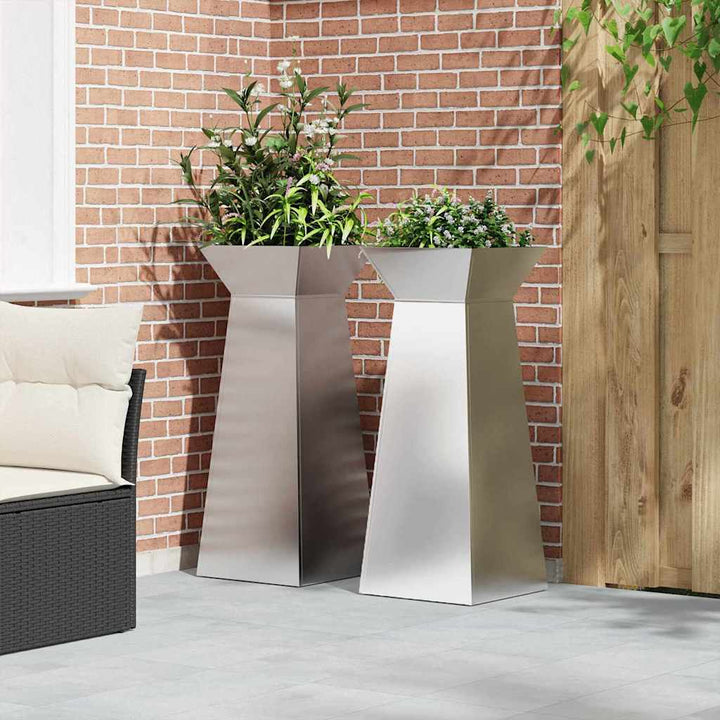 Søjle Plantekasse 2 pcs Sølv 40 x 40 x 100 cm