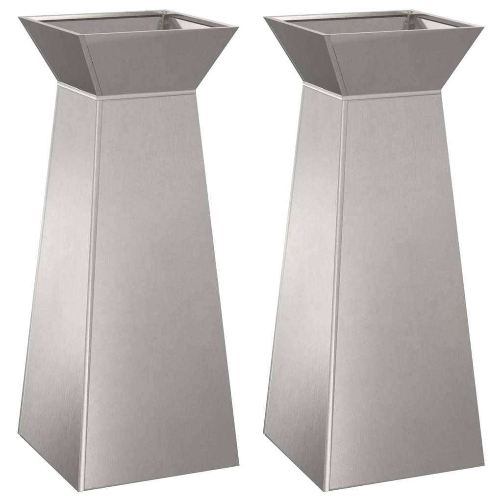Søjle Plantekasse 2 pcs Sølv 40 x 40 x 100 cm