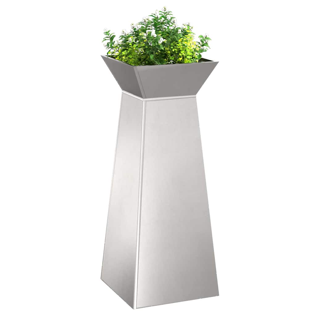 Søjle Plantekasse 2 pcs Sølv 40 x 40 x 100 cm
