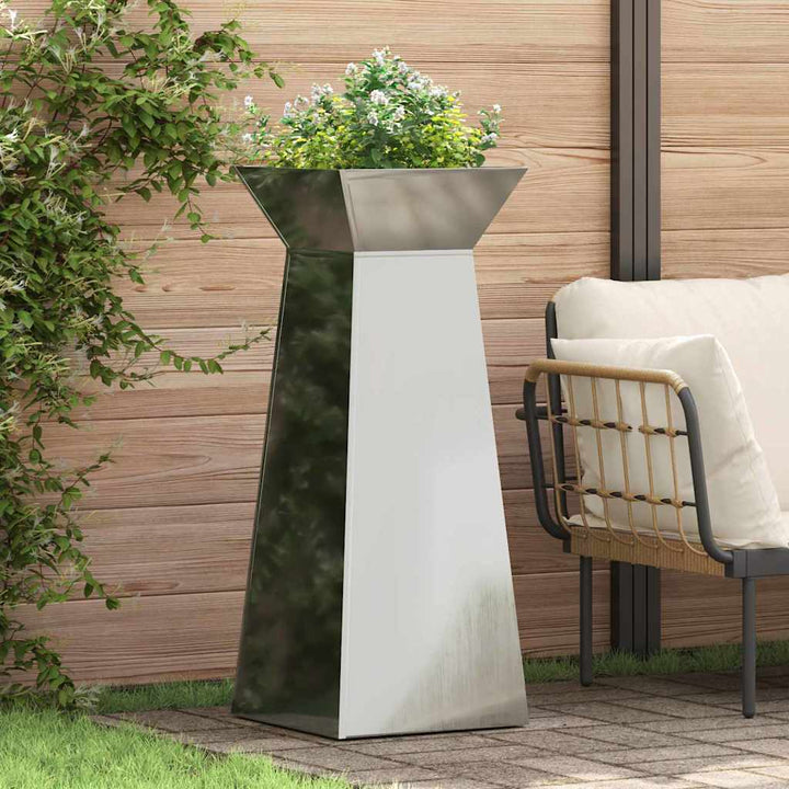 Søjle Plantekasse 2 stk. Sølv 40 x 40 x 100 cm