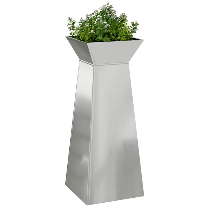 Søjle Plantekasse 2 stk. Sølv 40 x 40 x 100 cm