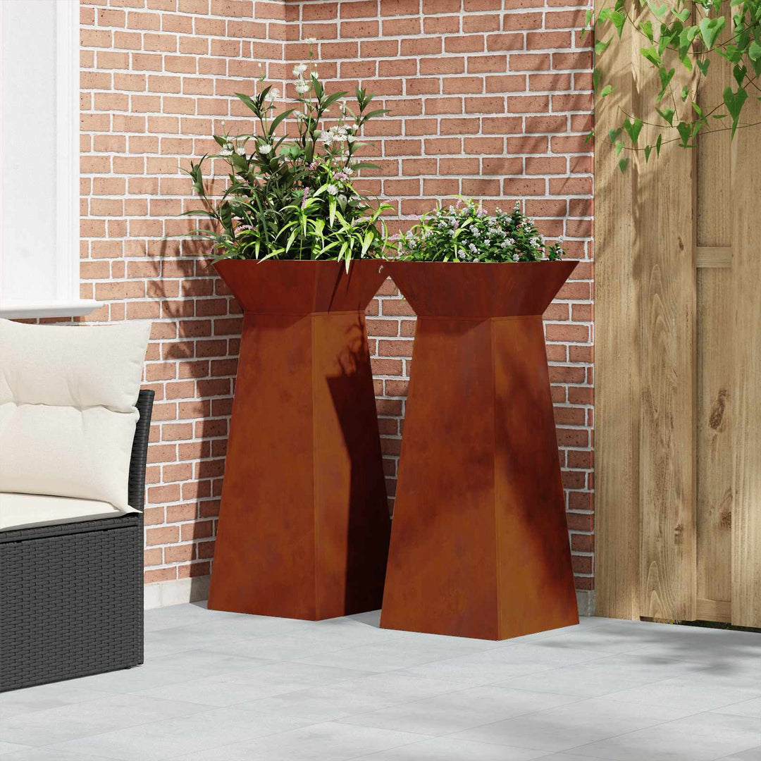 Søjle Plantekasse 2 stk. Rusten 40 x 40 x 100 cm