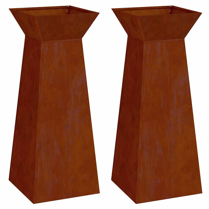 Søjle Plantekasse 2 stk. Rusten 40 x 40 x 100 cm