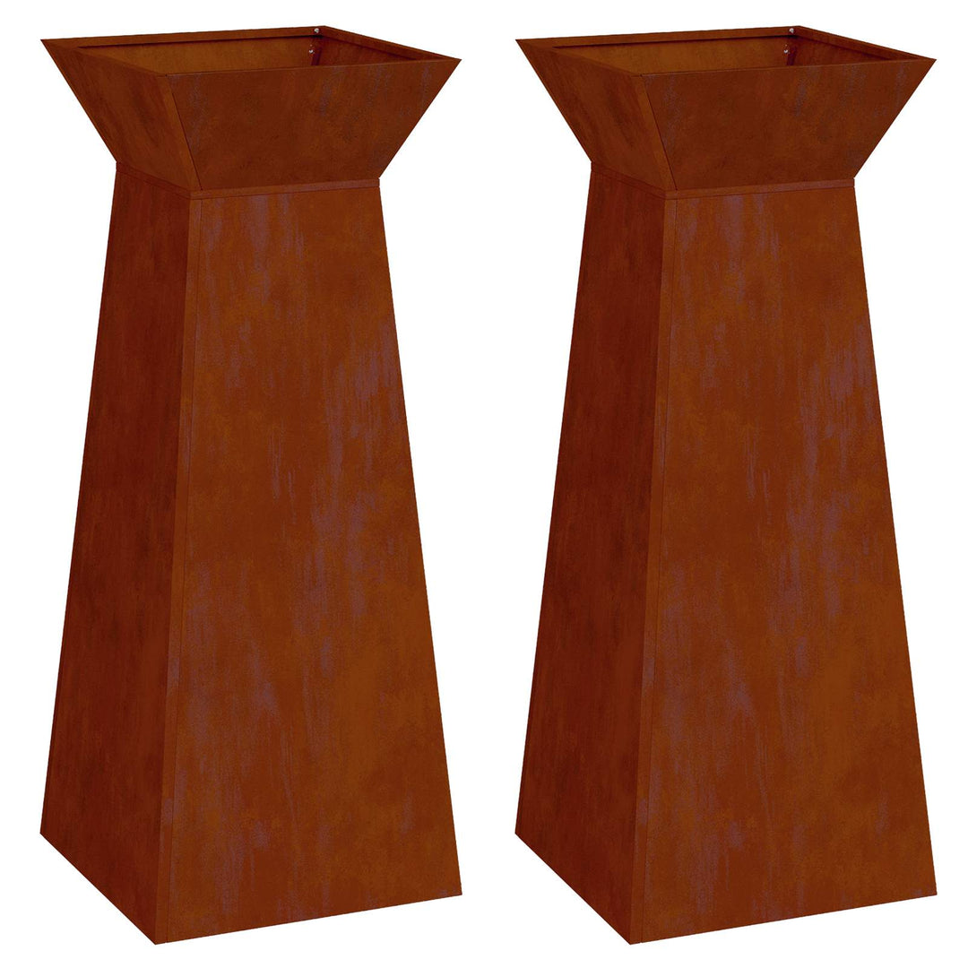 Søjle Plantekasse 2 stk. Rusten 40 x 40 x 100 cm