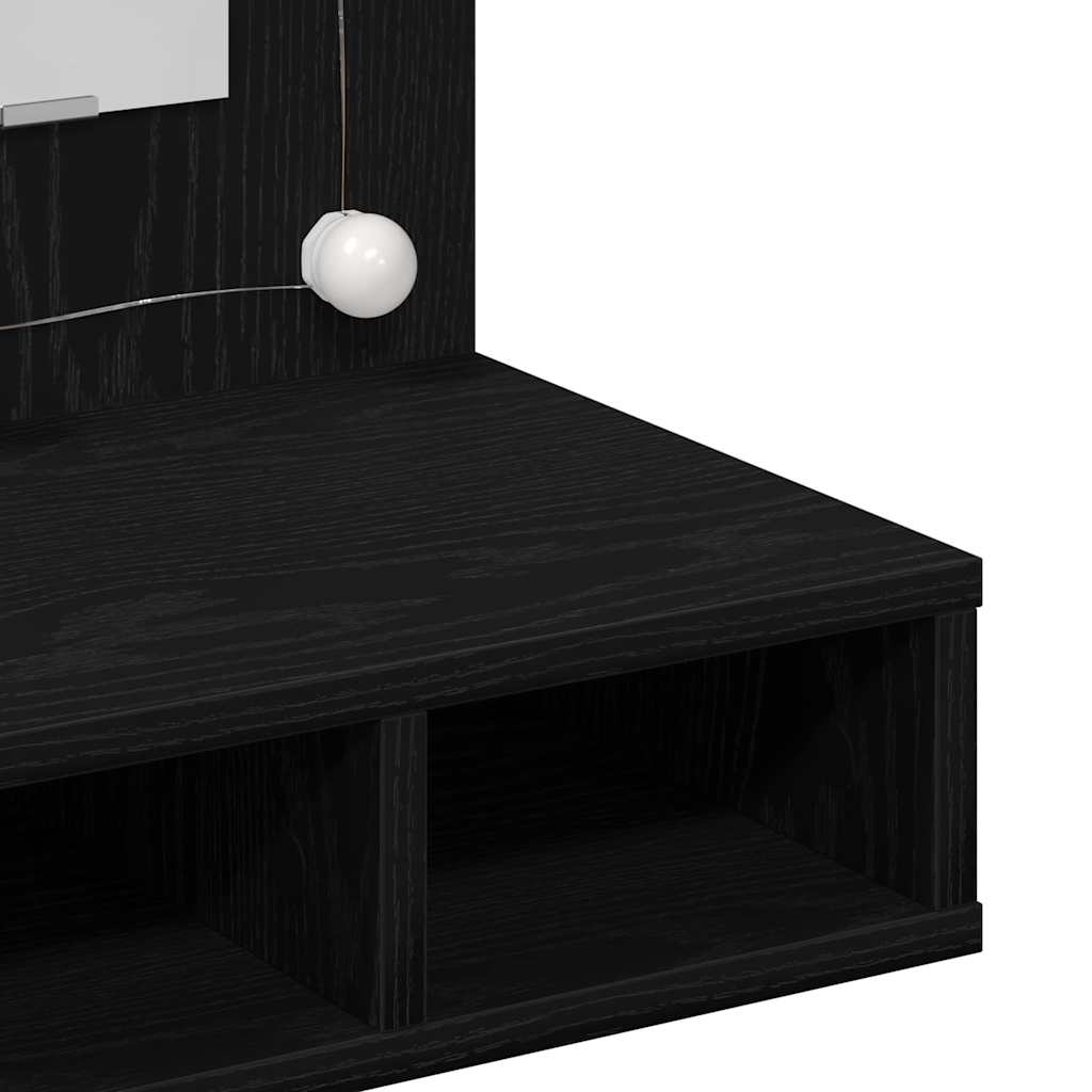 Spejlskab med hylde Sort eg 60 x 31,5 x 62 cm Konstrueret træ