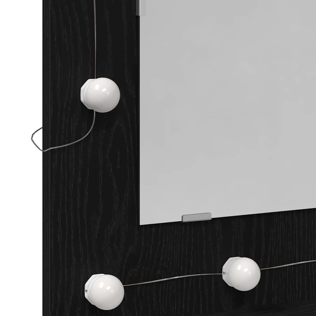 Spejlskab med hylde Sort eg 60 x 31,5 x 62 cm Konstrueret træ