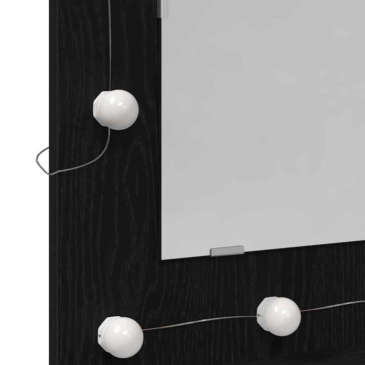 Spejlskab med hylde Sort eg 60 x 31,5 x 62 cm Konstrueret træ