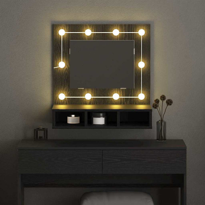 Spejlskab med hylde Sort eg 60 x 31,5 x 62 cm Konstrueret træ