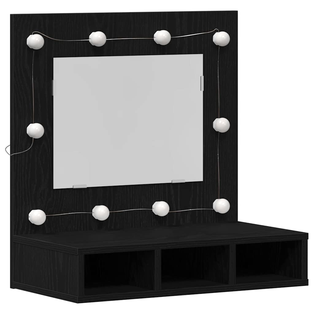 Spejlskab med hylde Sort eg 60 x 31,5 x 62 cm Konstrueret træ