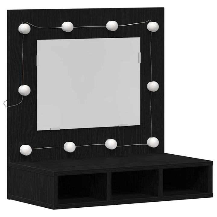 Spejlskab med hylde Sort eg 60 x 31,5 x 62 cm Konstrueret træ