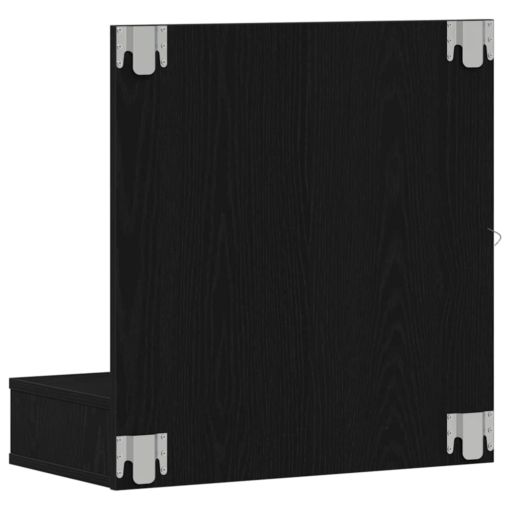 Spejlskab med hylde Sort eg 60 x 31,5 x 62 cm Konstrueret træ