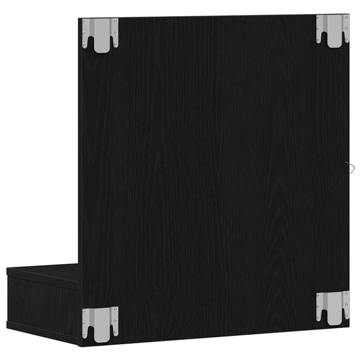 Spejlskab med hylde Sort eg 60 x 31,5 x 62 cm Konstrueret træ